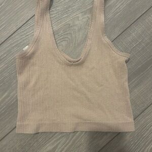 Urban Outfitters Pink Ribbed Crop Tank Top